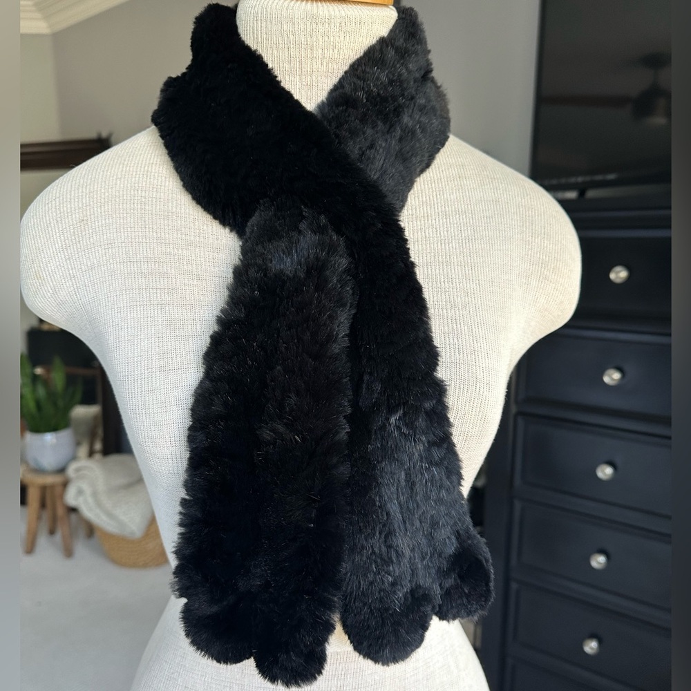 Black rabbit fur scarf